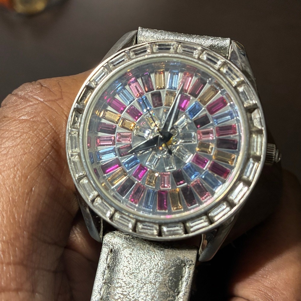 Adrienne Vittadini Mosaic Crystal Watch Colorful Dial Fashion Watch